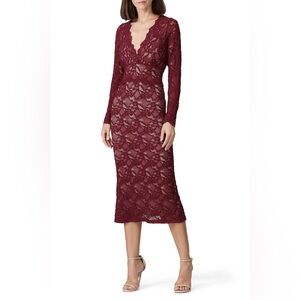 Anthropologie Nightcap Wisteria Burgundy Midi Dress